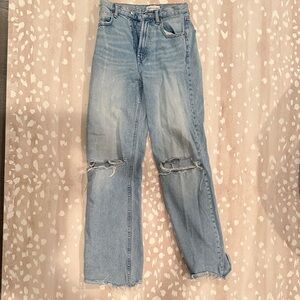 Zara Light Blue Distressed Boyfriend Jeans